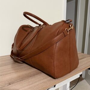 Elegant Brown Leather Women's Duffle Bag